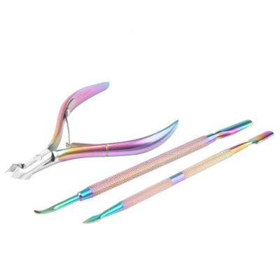 China 2022 New Quality Easy Rust Proof Clippers Rainbow Cuticle Kit Professional Supplier for sale