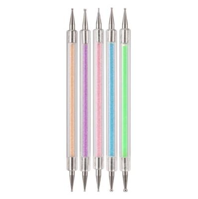 China Wholesale High Quality Dual Head Inlay Diamond Nail Art Pen Tools 2022 Color Nail Pen for sale