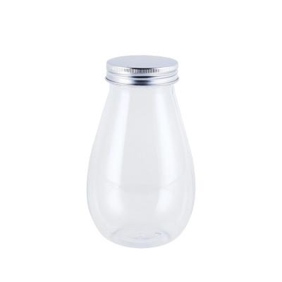 China 500ML Beverage Water Drop Shape Plastic Juice Bottle With Straw Lid for sale