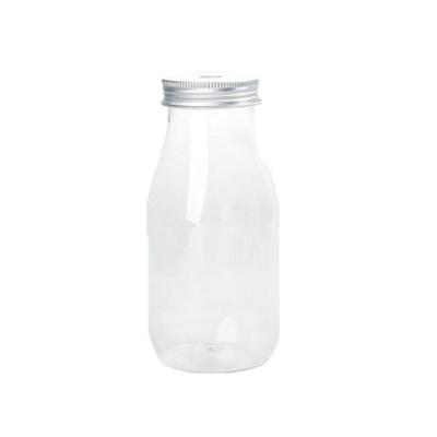 China 200ml 230ml 250ml 300ml 350ml 500ml Disposable Plastic Beverage Milk Bottle With Aluminum Straw Lid for sale