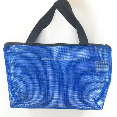 China TOGGLE BAG PVC Mesh Handbags Girls Small Size Tote Bag On Beach Navy Crosshair With Inner Pocket for sale