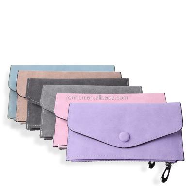 China Women's PU Leather Skinny Women's Wallet And Card Holder Envelope Ultra-thin Ladies Purse Travel Clutch for sale