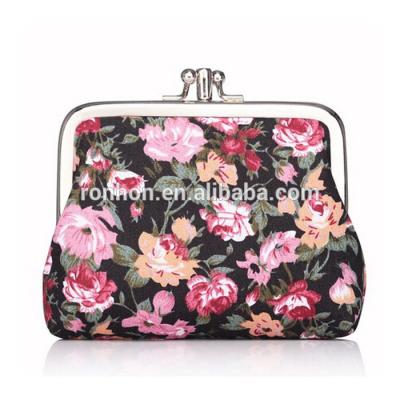 China Fashionable Cute Classic Floral Exquisite Purse/Clasp Closure Women's Canvas Purse Coin Buckle for sale