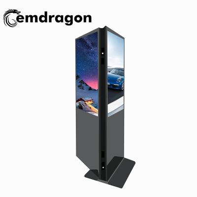 China 43 Inch Indoor Slim Dual Screens Led Advertising Floor Stand Player Advertising Player Screen Double Digital Signage for sale