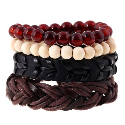 China Fast Delivery TZB151 Vintage Glass Bead Braided 4 Piece Set Bracelet Female Jewelry Charms Bracelet For Man for sale