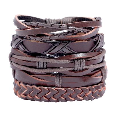 China TZB196 Fast Delivery Vintage Multilayer 5 Pcs/ Set Men's Bracelet Charm Jewelry Bracelet Armband Friendship Punk Bracelet for sale