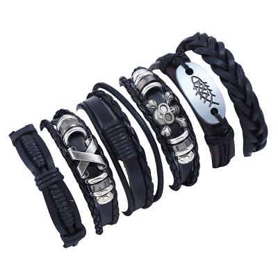 China Retro Skull X Letter Fast Wholesale Personality Non-mainstream 6 Piece Punk Bracelet for sale