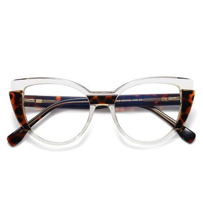 China Fashionable New TR90 Optical Frame Women Designer Blue Light Blocking Eyeglasses Optical Splicing Frames for sale