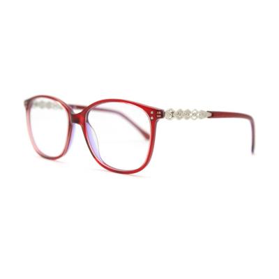 China OEM Design Fashion New Eye Frame Fashion Lady Style Red Oversize Acetate Monocle Frame With Metal Temple for sale