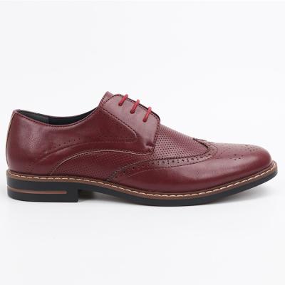 China Custom Made High Quality Light Weight PU Leather Men's Burgundy Color Fashion Stylish Shoes Logo Dress Shoes For Men for sale