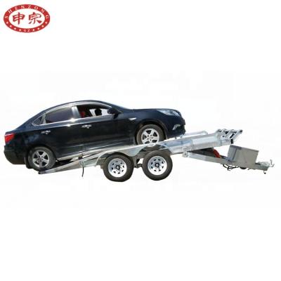 China Hydraulic Low Bed Lift Trailer Car Trailer Flat Car Carrier Service Trailer for sale