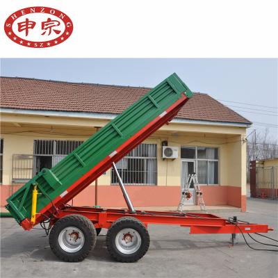 China Hydraulic dump agriculture transport tractor tandem dump tipping farm trailer for sale