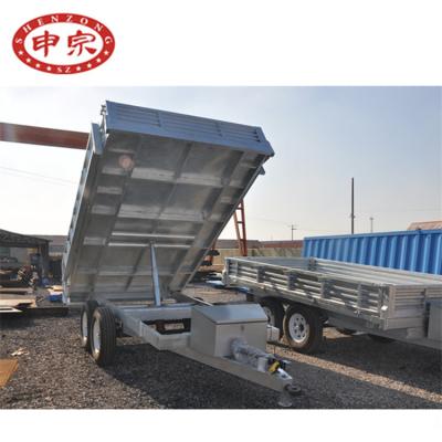 China Hydraulic dump tiping heavy duty tandem axle hydraulic dump farm trailer for sale