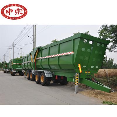 China Hydraulic Dump Tipping Tandem Heavy Duty Farm Tractor Dump Tipping Farm Trailer for sale