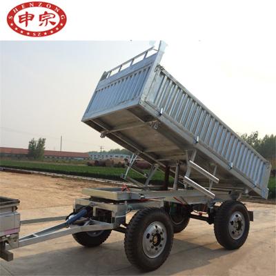 China Hydraulic Dump Tipping Hot Dip Galvanized 4 Wheel Farm Tractor Dump Tipping Farm Trailer for sale