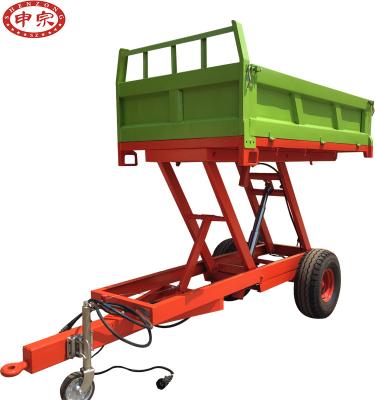 China Hydraulic Dump Tilting Lift And Down Cylinder 2 Ton Farm Tractor Dump Tilting Trailer for sale