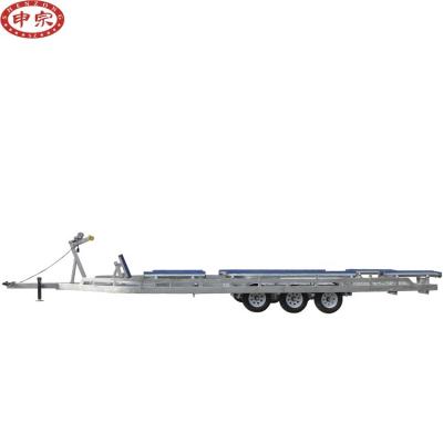 China Transport Pontoon Construction Boat Trailer 5 Ton Three Axle Bottom Boat Trailer for sale