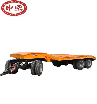 China Truck Trailer Tractor Carrier 25 Ton Three Axle Flatbed Excavator Trailer for sale