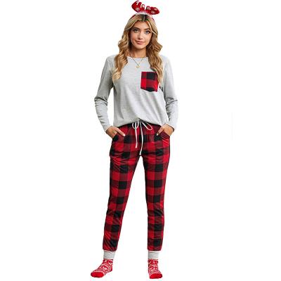 China Wholesale QUICK DRY Europe and the United States Long - Sleeve Pajamas Christmas Plaid Home Pajamas for sale