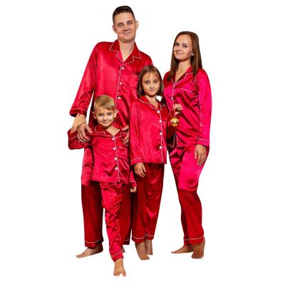 China QUICK DRY Custom Kids Adults 2 Piece Sleepwear Women Satin Christmas Family Silk Pajamas Matching Sets Christmas Pajamas Set Women for sale