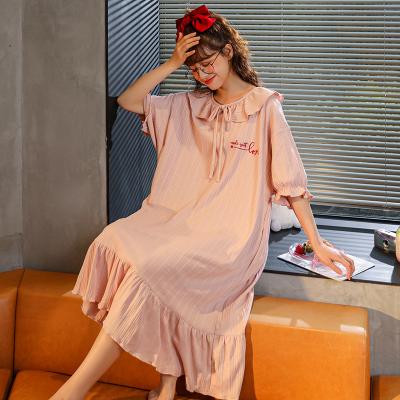 China QUICK DRY Spring Female Solid Soft Autumn Short Sleeve Cartoon Shorts Summer Cotton Nightgown Clothes Pajamas Lady Thin for sale