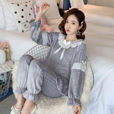 China QUICK DRY Europe and the United States Fashion Simple Women's Winter Pajamas Set Cotton Pajamas for sale