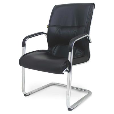 China (Height)Adjustable Conference Room Leather Desk Chair No Wheel Comfortable Meeting Training Computer Desk Chair for sale