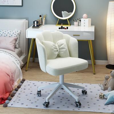 China (Height)Adjustable Bedroom Bow Knot Make Up Chair Reading Study Computer Backchair Armless Leisure Chair With Wheels for sale