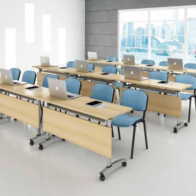 China Strong School Use Office Factory Wearability Wooden Desk For Laptop Meeting Room Training Desk Table Foldable Removable for sale