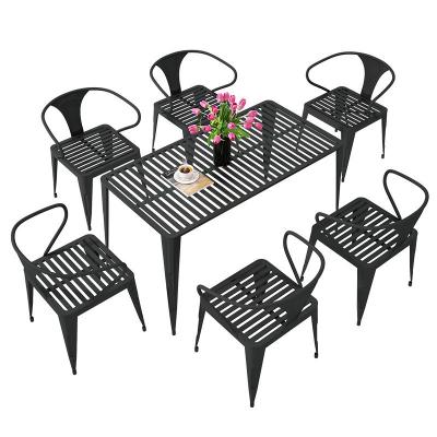 China Modern Iron Table Courtyard Garden Balcony Leisure Table Chair Outdoor Square Office for sale