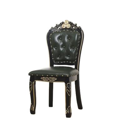 China Wholesale Modern Luxury Queen Wooden Carved Leg Dining High Chairs Painted Back Leather Chair for sale