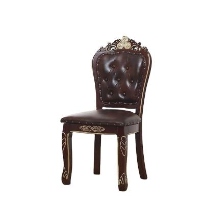 China Modern European Style Modern Dining Room Furniture Common Use Solid Wood Fabric Upholstered Flower Carving Dinner Chair for sale