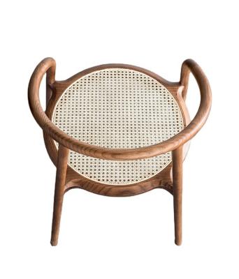 China New Nordic Modern Light Living Room Restaurant Cafe Restaurant Solid Wood Rattan Weave Luxury Chinese Modern Dining Chair for sale