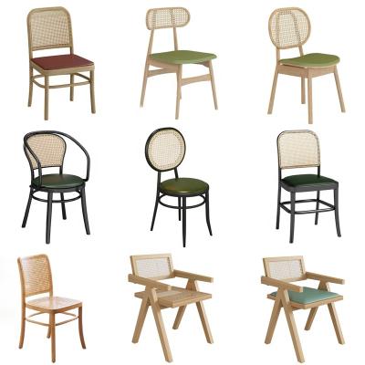 China Factory direct sales modern weave rattan luxury hotel solid wood Chinese modern dining chair the new Nordic light cafe restaurant for sale