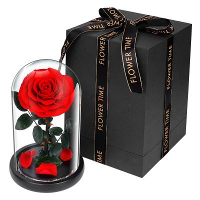 China Dymalo Best Christmas Gift Roses Stabilized Preserved Flower Eternal Rose in 12*20 Glass Dome for sale