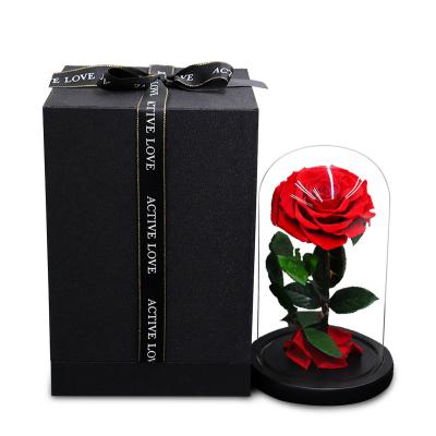 China Wholesale 2021 preserved forever roses in glass dome for valentines day gifts 23*25 for sale