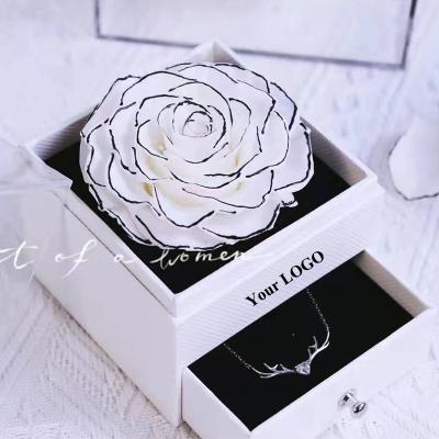 China New Necklace 100 Real Rose With Necklace Gift Set Preserved Enchanted by Fresh Rose Valentines Day Gift Tongues 2022 Natural I Love You for sale