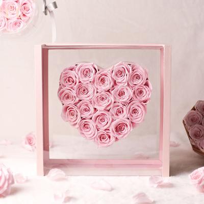 China 2021 Popular Natural Fresh Rose Preserved Rose Boxes For Christmas Valentine's Day Gift Wholesale for sale