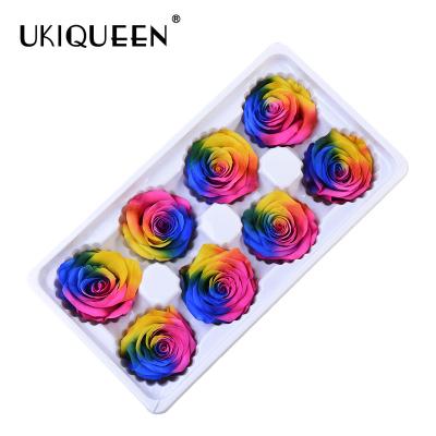 China Factory Wholesale Supply 70 Colors 5-6Cm Preserved Pastel Rainbow Rose Everlasting Preserved Flower For Festival Day 5-6cm for sale