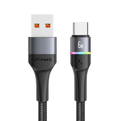 China With Fantastic Colorful Lightweight USAMS Factory Wholesale Braided Type-C 6A Fast Charging Cable For SmartPhones for sale