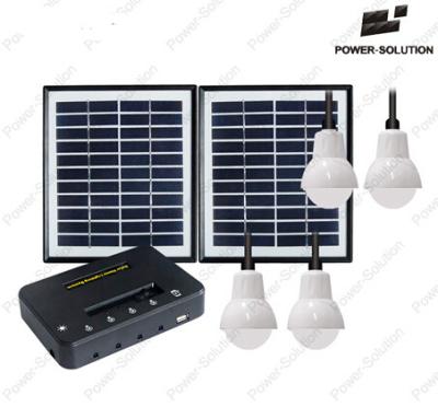 China Portable Solar System with 3 LED  Lamps and Mobile Phone Charging zu verkaufen