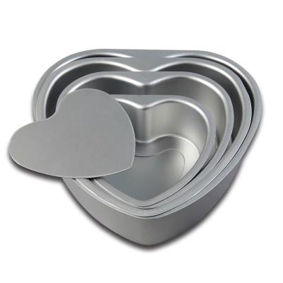 China 8 Inch Sustainable Heart Shaped Cake Pan Aluminum Baking Appliance Anodized Non Stick Like Movable Bottom Loaf Pan for sale