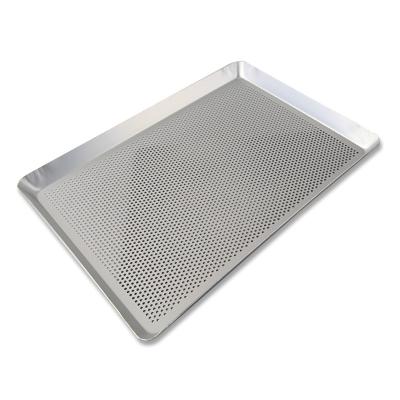 China Baking Aluminum Mold 35x25cm Rectangular Aluminum Baking Pan Perforated Tray Bread Tray Cake Mold Family for sale