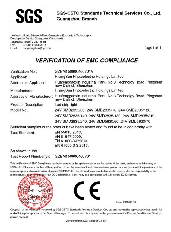 CE - Shenzhen RisingSun Photoelectric Holdings Limited