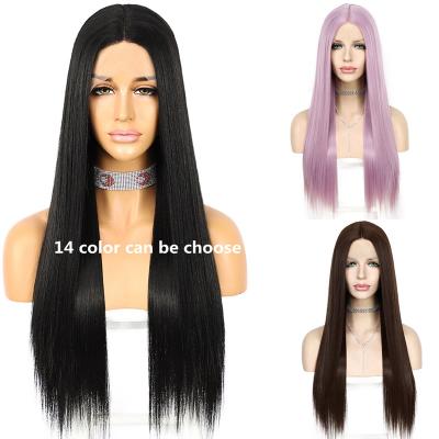 China Long Straight Fiber Straight Synthetic Platinum Futura Wig Blue Purple Blue Purple For Women Cosplay Daily High Temperature Drag Queen for sale