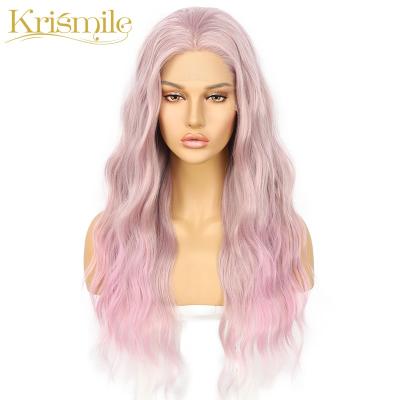 China Deep Wave Water Wave Synthetic Long Lace Front Hair Wigs Light Purple Color For Women Party Cosplay Cinch Queen Daily Heat Resistant Fiber for sale