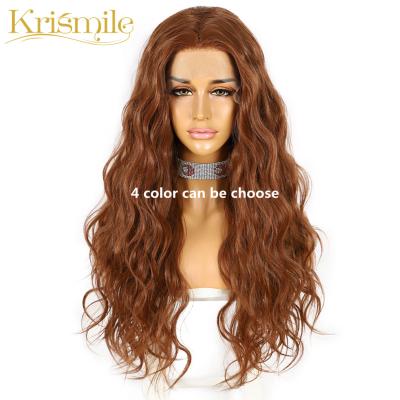 China Futura Fiber Synthetic Platinum Water Wave Long Lace Front Wigs 103# Brown Blonde Water Wave Hair For Women Daily High Temperature Party for sale