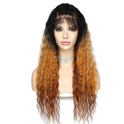 China Kinky Curl Ombre Orange And Kinky Curly Blonde Women's Wig Futura Synthetic Full Lace Wig Cheap Braided Lace Wigs for sale