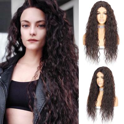 China OEM and ODM Accepatable T Layered Kinky Curly Middle Part Synthetic Lace Front Wig for White Color Women Futura High Temperature Fiber for sale