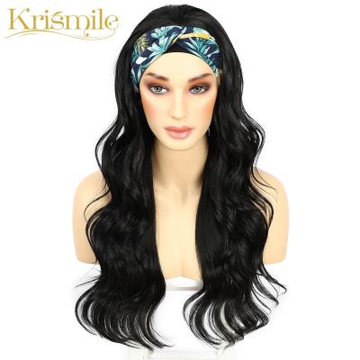 China Daily Water Wave Headband Black Wig Party Travel Vacation No Gel Glueless Wigs For Women Drag Queen 2 Strips Free High Temperature for sale